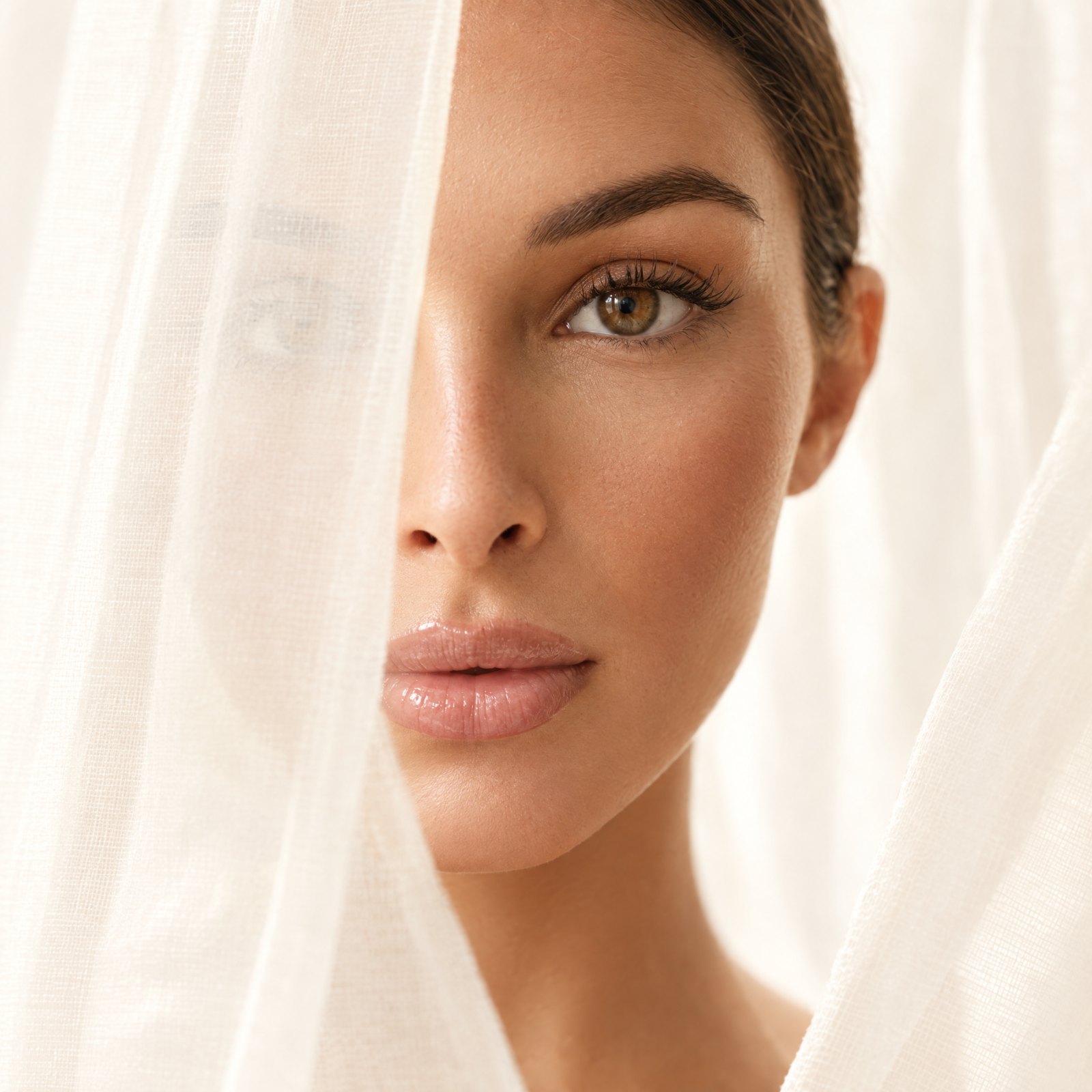 Portrait behind voile